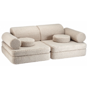 Settee børnesofa i OEKO-TEX teddy polyester 132 x 78 cm - Biscuit