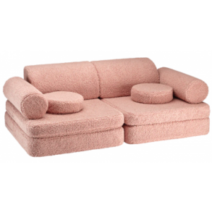 Settee børnesofa i OEKO-TEX teddy polyester 132 x 78 cm - Guava